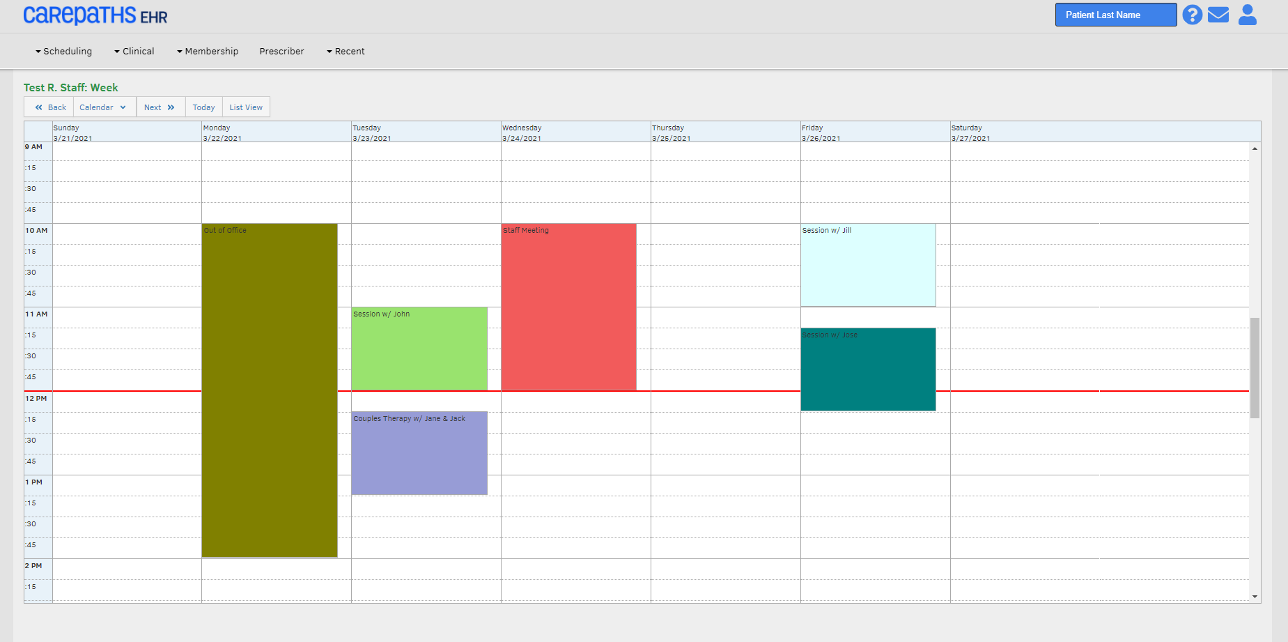 screenshot of CarePaths EHR